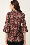 Elegant black top with a traditional royal pattern