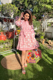 Rose flower printed tier dress