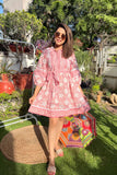 Rose flower printed tier dress
