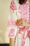 White & Pink Mughal Printed Tier Cotton Dress