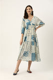 Off White Printed Cotton Dress