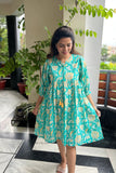 Turquoise Printed Cotton Dress