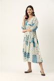 Off White Printed Cotton Dress