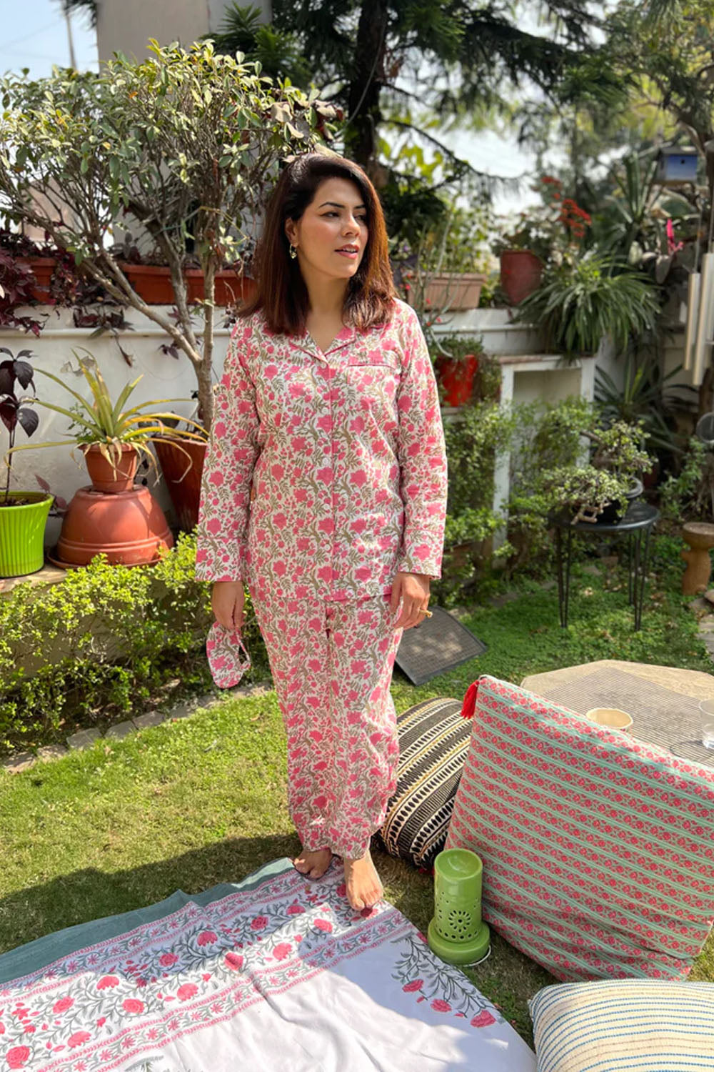Elegant pink-beige pyjama set