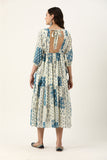 Off White Printed Cotton Dress